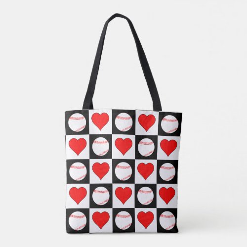 Baseball Heart Pattern Cute Sports Mom Women's Tote Bag