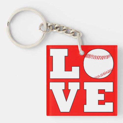 Baseball LOVE Reversible Custom Team Colors Sports Keychain