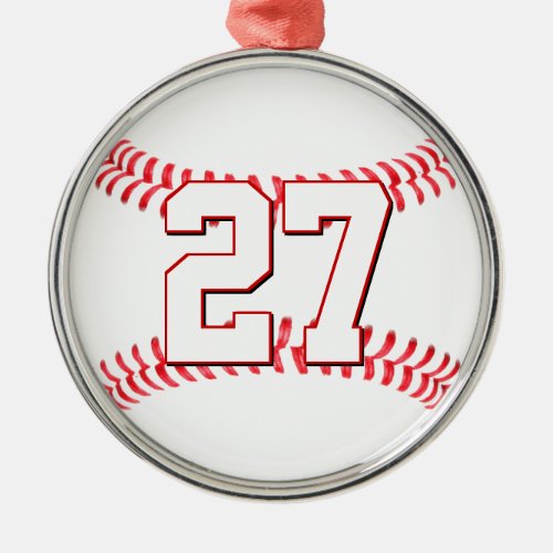 Baseball Player Custom Jersey Number Holiday Metal Ornament