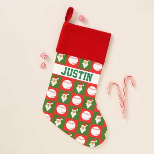 Baseball Player Custom Name Santa Christmas Sports Christmas Stocking
