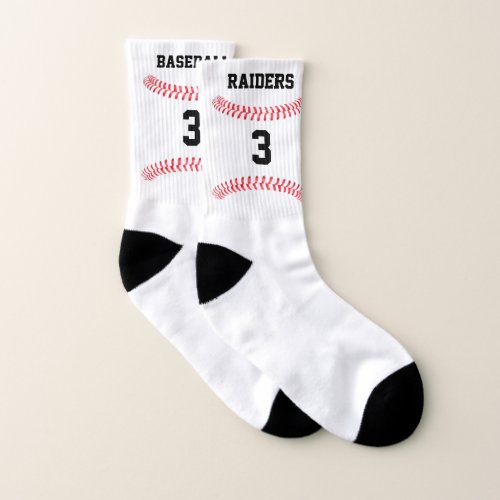 Baseball Player Custom Team Name and Number Sports Socks