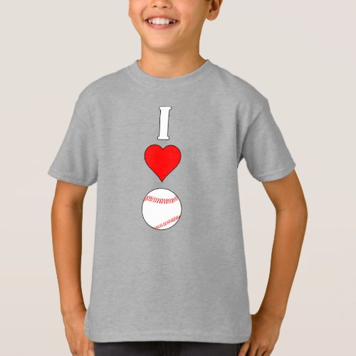 Baseball Player's "I Love / Heart Baseball" Sports T-Shirt