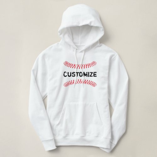 Baseball Seams Custom Baseball Team Name or Text Hoodie