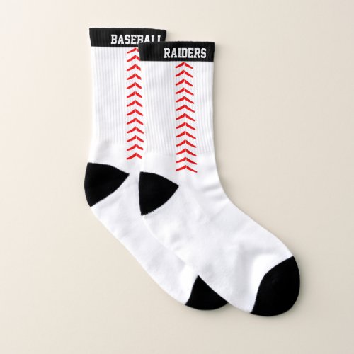 Baseball Seams Custom Team Name or Text Sports Socks