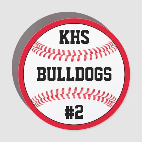 Baseball Team Custom Letters, Name & Player Number Car Magnet