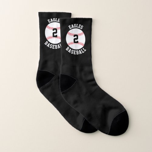 Baseball Team Name and Player Number Custom Small Socks