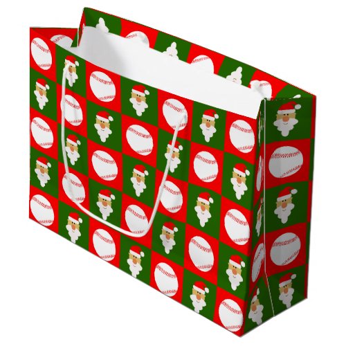 Baseballs & Santa Clause Baseball Player Christmas Large Gift Bag