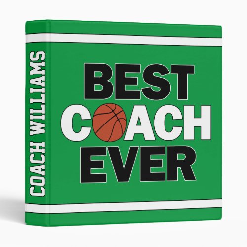 Basketball Coaches Best Coach Ever Custom Name 3 Ring Binder