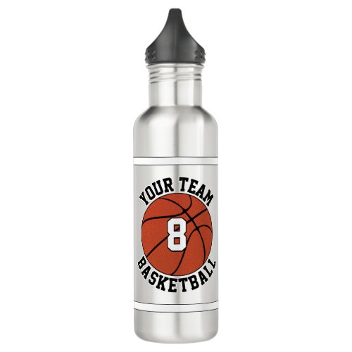 Basketball Custom Team Name & Player Number Sports Stainless Steel Water Bottle