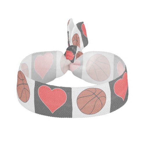 Basketball & Heart Patter Cute Girls' Bball Player Elastic Hair Tie