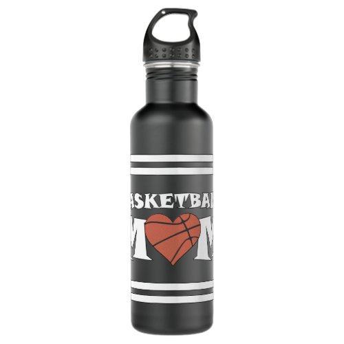 Basketball Mom with Heart Shaped Basketball Cute Stainless Steel Water Bottle