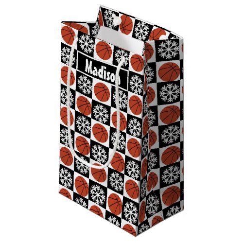 Basketball Player Christmas Pattern Custom Name Small Gift Bag