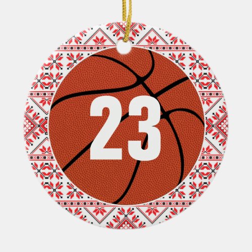 Basketball Player Custom Jersey Number or Initials Ceramic Ornament