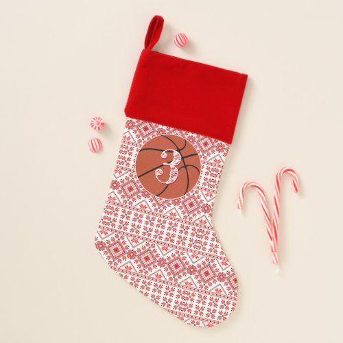 Basketball Player Custom Jersey Number or Initials Christmas Stocking