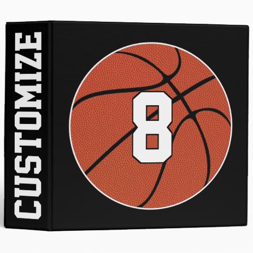 Basketball Player Custom Jersey Number & Team Name 3 Ring Binder