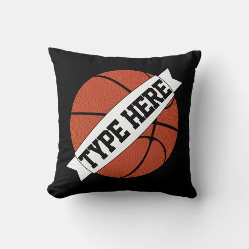 Basketball Player Custom Team Name or Text Throw Pillow