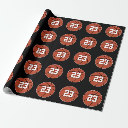 Basketball Player Jersey Number & Team Color Sport Wrapping Paper