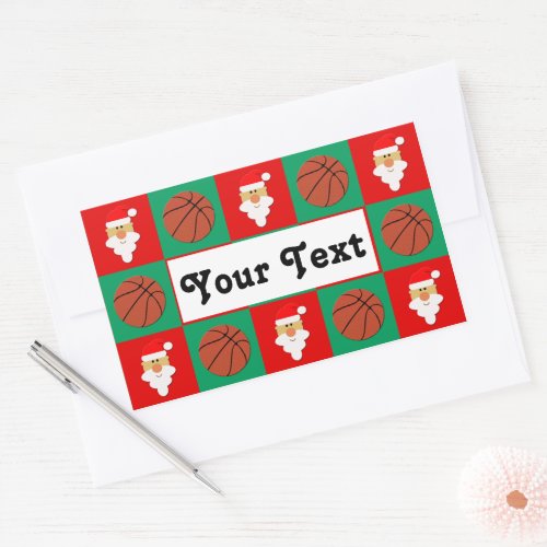 Basketball Player Name Santa Sports Christmas Gift Rectangular Sticker