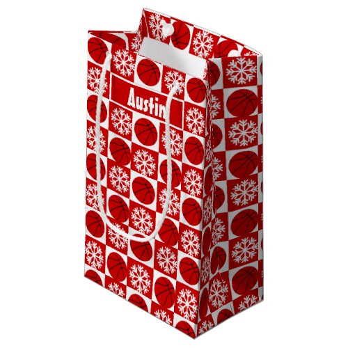 Basketball Player Red and White Custom Christmas Small Gift Bag