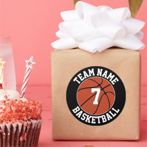 Basketball Team Name and Player Number Custom Classic Round Sticker