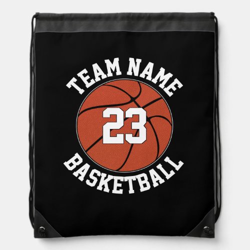 Basketball Team Name and Player Number Custom Drawstring Bag