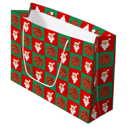 Basketballs and Santa Merry Christmas Basketball Large Gift Bag