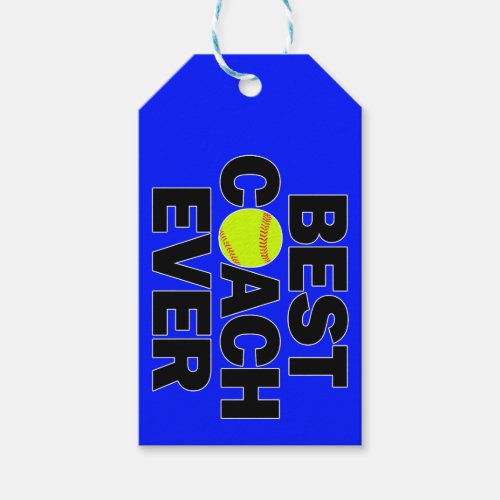 Best Softball Coach Ever Custom Color and Text Gift Tags