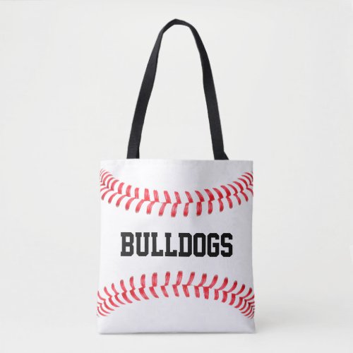 Big Custom Baseball Team Name or Text Sports Mom Tote Bag