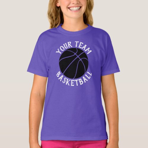 Black Basketball Team, Player Name & Jersey Number T-Shirt