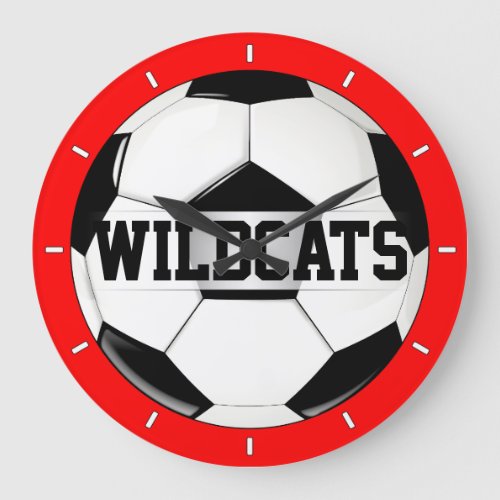 Black & White Soccer Ball Custom Team Text Clock