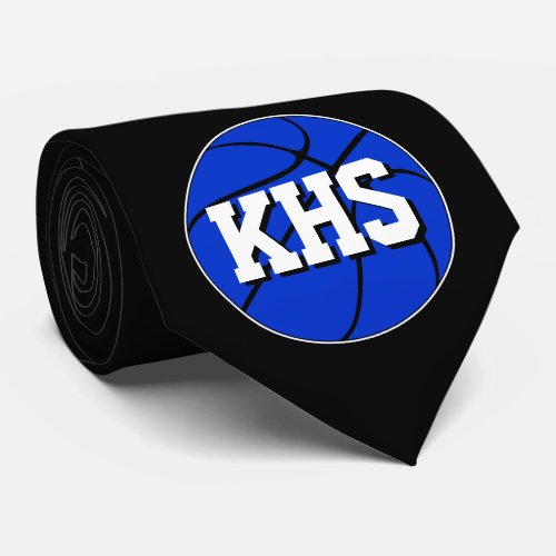 Blue Basketball Custom Team Letters or Numbers Neck Tie