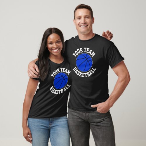 Blue Basketball Team Name, Player Name and Number  T-Shirt