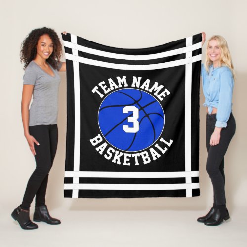 Blue Basketball Team Name & Player Number Sports Fleece Blanket