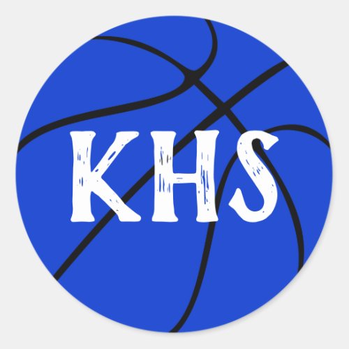 Blue Basketball Team Party, Pep Rally or Scrapbook Classic Round Sticker