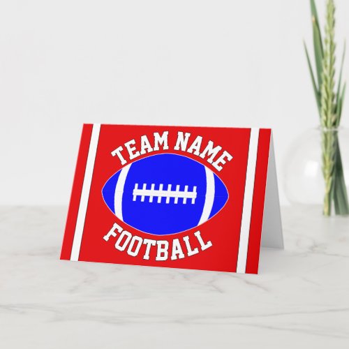 Blue Football Custom Team Name / Text Sports Party Card
