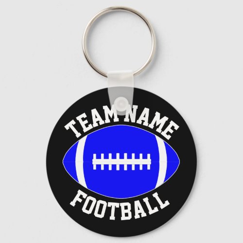 Blue Football Player/Coach Custom Team Name Sports Keychain