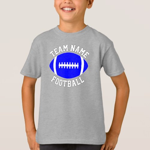 Blue Football Team Name, Player and Number Sports T-Shirt