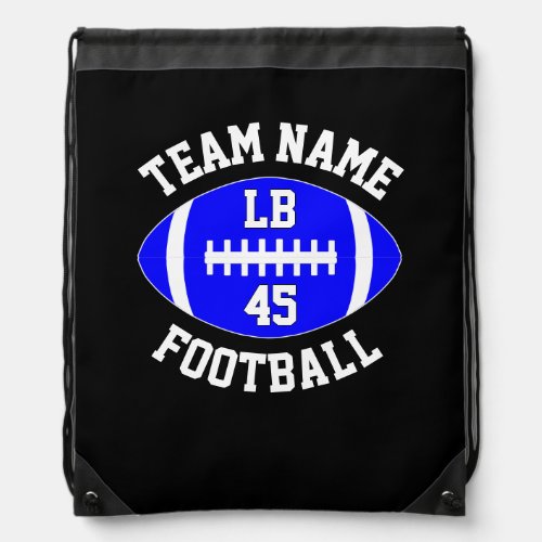 Blue Football Team Name, Player Position & Number Drawstring Bag