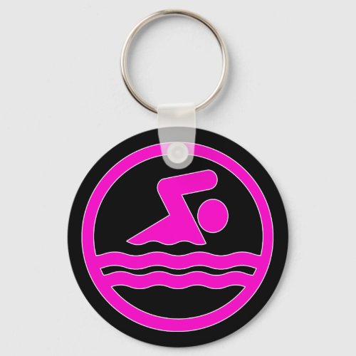 Bright Pink Swim Decal Swimmer or Coach Key Chain