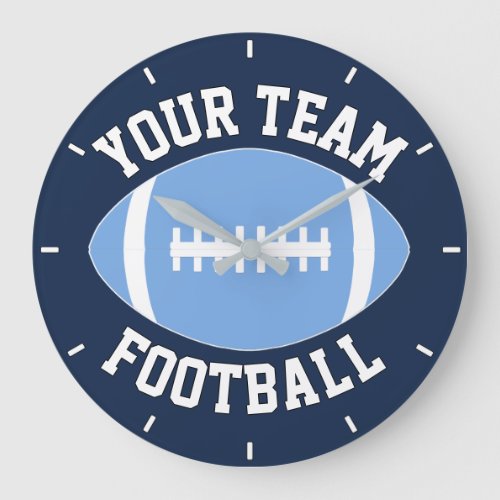 Carolina Light Blue Football Custom Team Name Large Clock