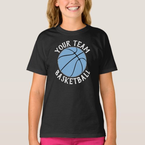Carolina/Light Blue Girls Basketball Team Player T-Shirt
