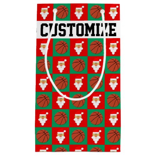 Christmas Basketballs & Santa Custom Player Name Small Gift Bag