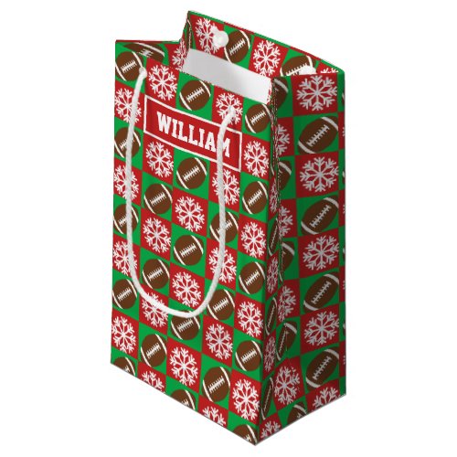 Christmas Football Player Custom Name Personalized Small Gift Bag