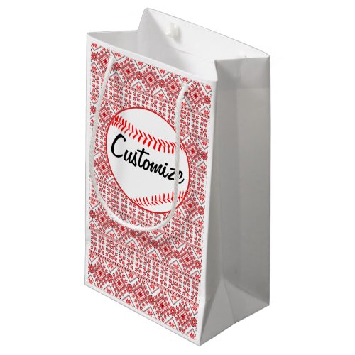 Christmas Pattern Custom Baseball Player Name/Text Small Gift Bag