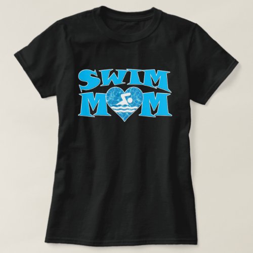 Cool Blue Swim Mom with Heart Cute Women's T-Shirt