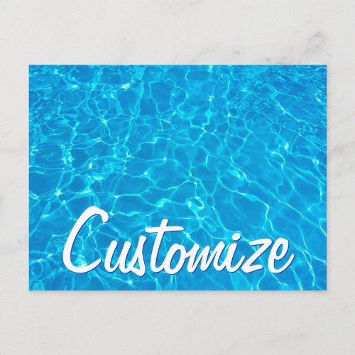 Cool Blue Water Swimming Pool Swim Party Custom Postcard