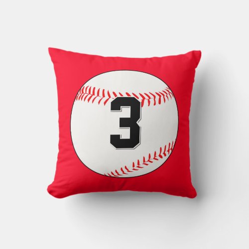 Custom Baseball Player Number/Letters & Team Color Throw Pillow