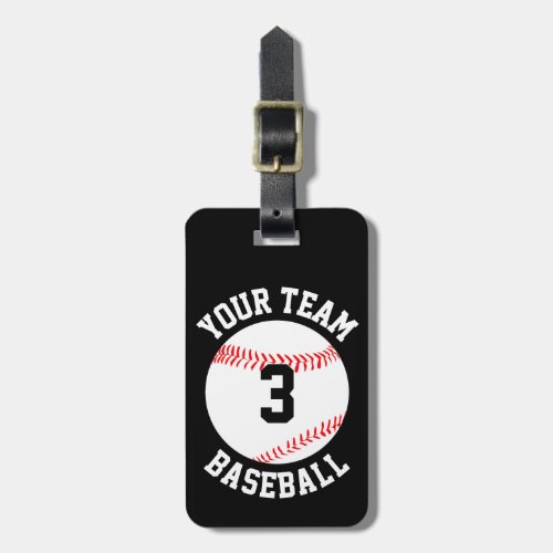 Custom Baseball Team Name, Player Number and Color Luggage Tag