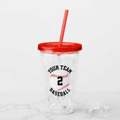 Custom Baseball Team Name & Player Number Sports Acrylic Tumbler