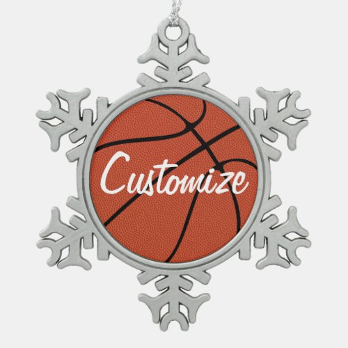 Custom Basketball Player or Team Name Sports Lover Snowflake Pewter Christmas Ornament